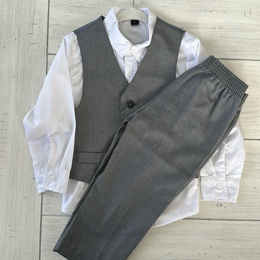 Toddler boy 3 piece gray suit